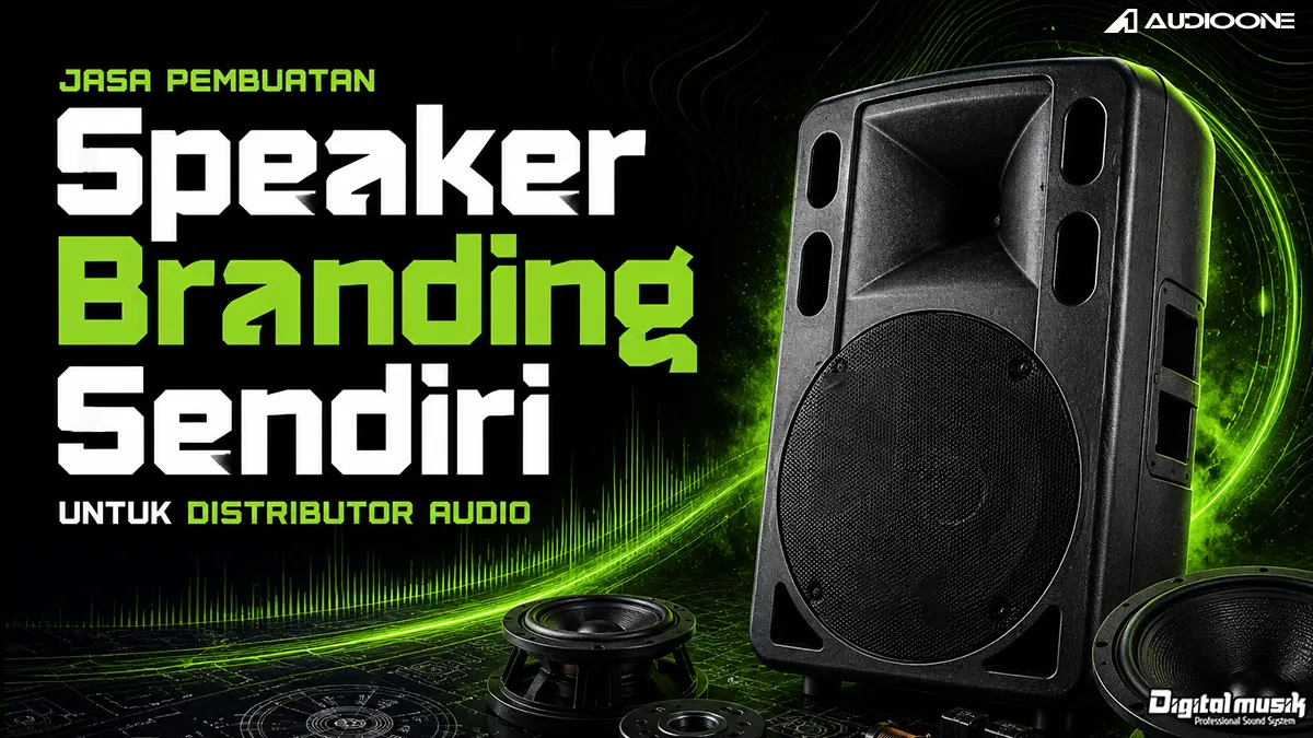 Proses produksi speaker custom dengan branding sendiri di workshop Digital Musik
