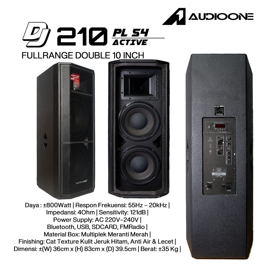 Audio One Speaker DJ-210 Double 10 Inch Aktif 800W PL 54 USB