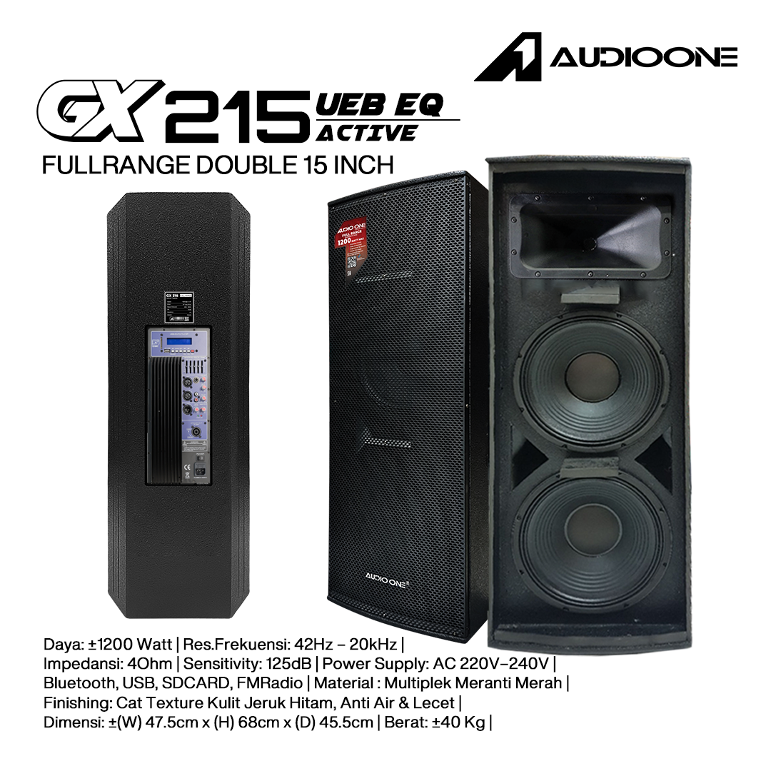 Audio One Speaker Double GX 2x15" Aktif 1200W UEB-EQ GX 215A