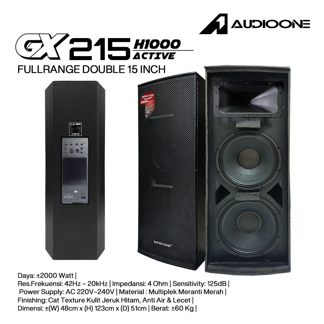 Audio One Speaker Double GX 2x15" Aktif 2000W H-1000 GX 215A