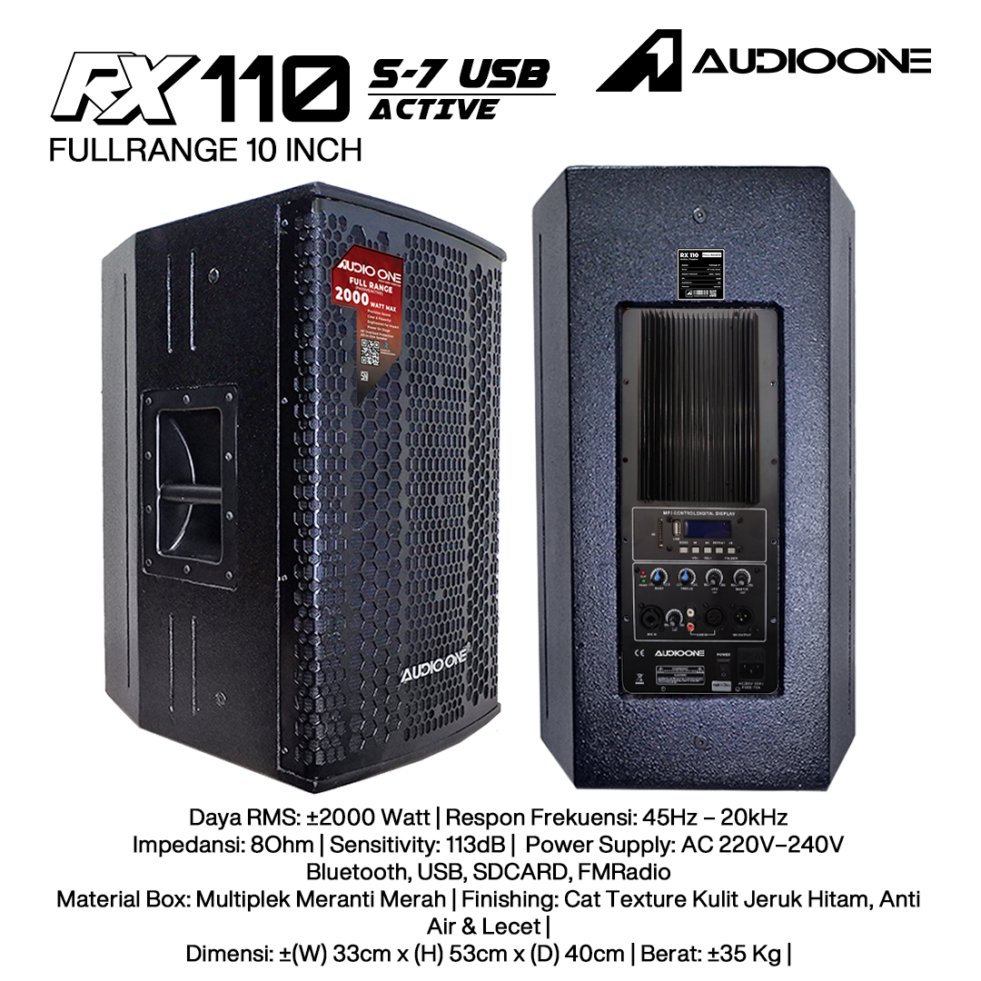 Audio One Speaker RX 10Inch Aktif 2000W S7-USB RX 110A