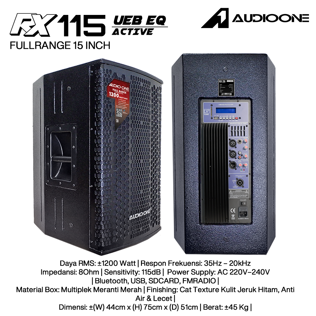 Audio One Speaker RX 15Inch Aktif 1200W UEB-EQ RX 115A
