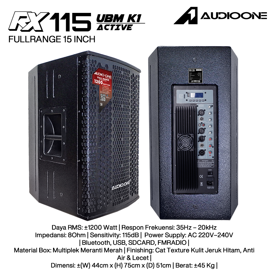 Audio One Speaker RX 15Inch Aktif 1200W UBM-K1 RX 115A