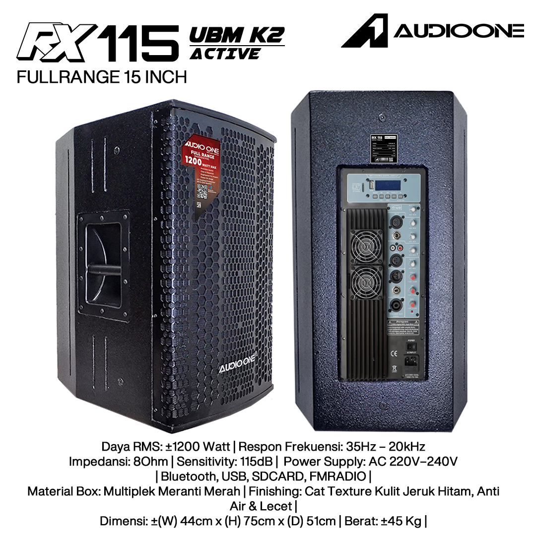 Audio One Speaker RX 15Inch Aktif 1200W UBM-K2 RX 115A