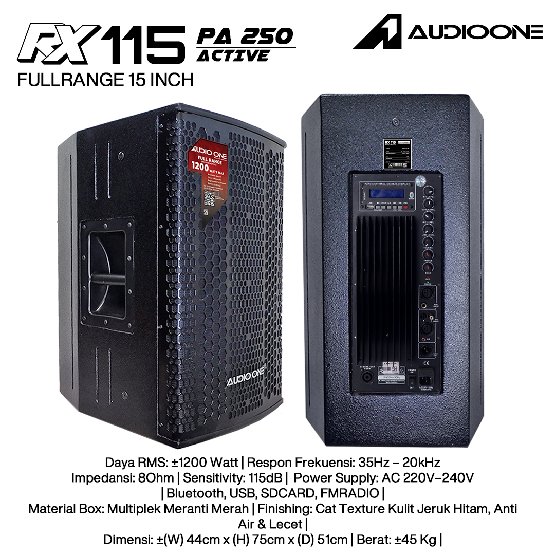 Audio One Speaker RX 15Inch Aktif 1200W PA-250 RX 115A