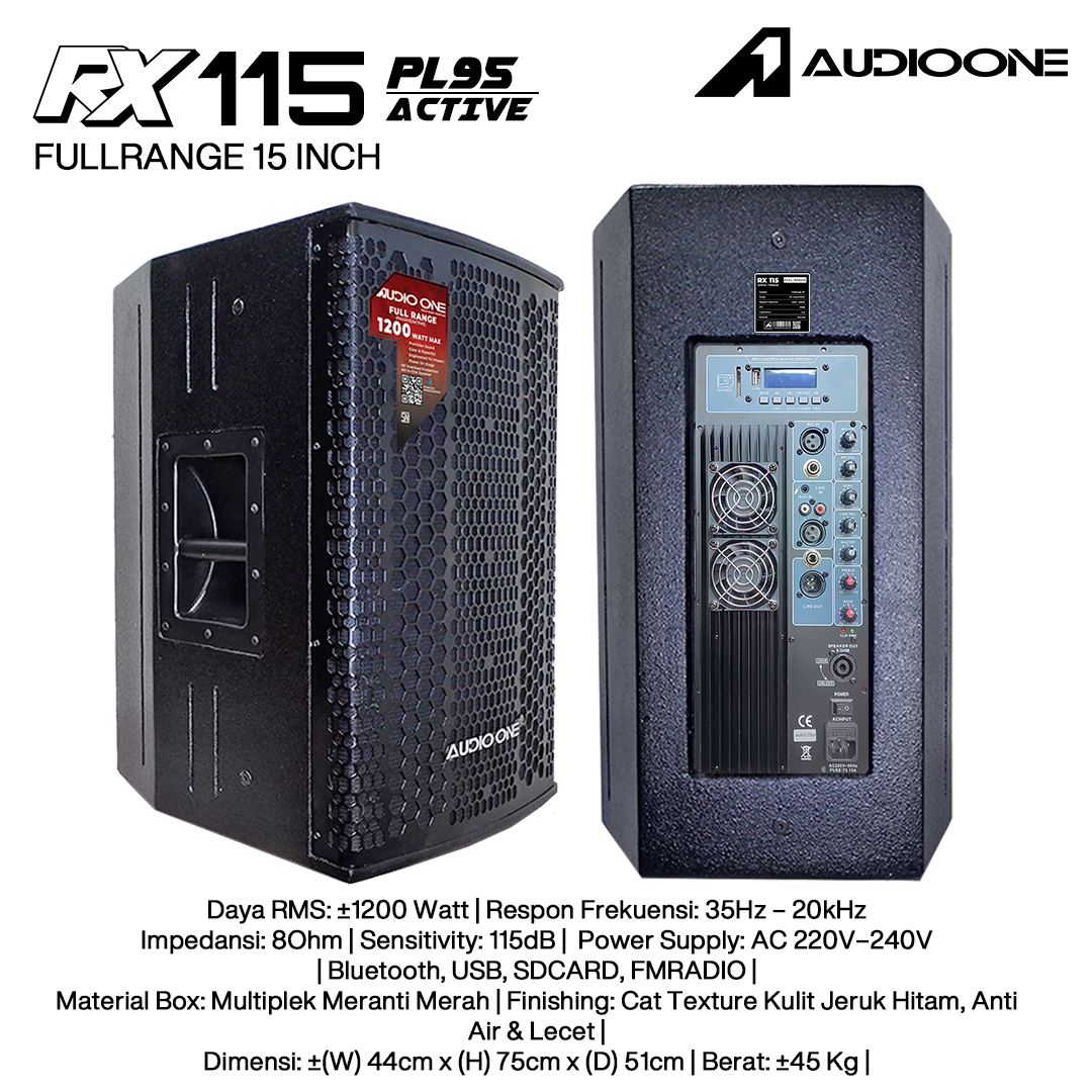 Audio One Speaker RX 15Inch Aktif 1200W PL-95 RX 115A