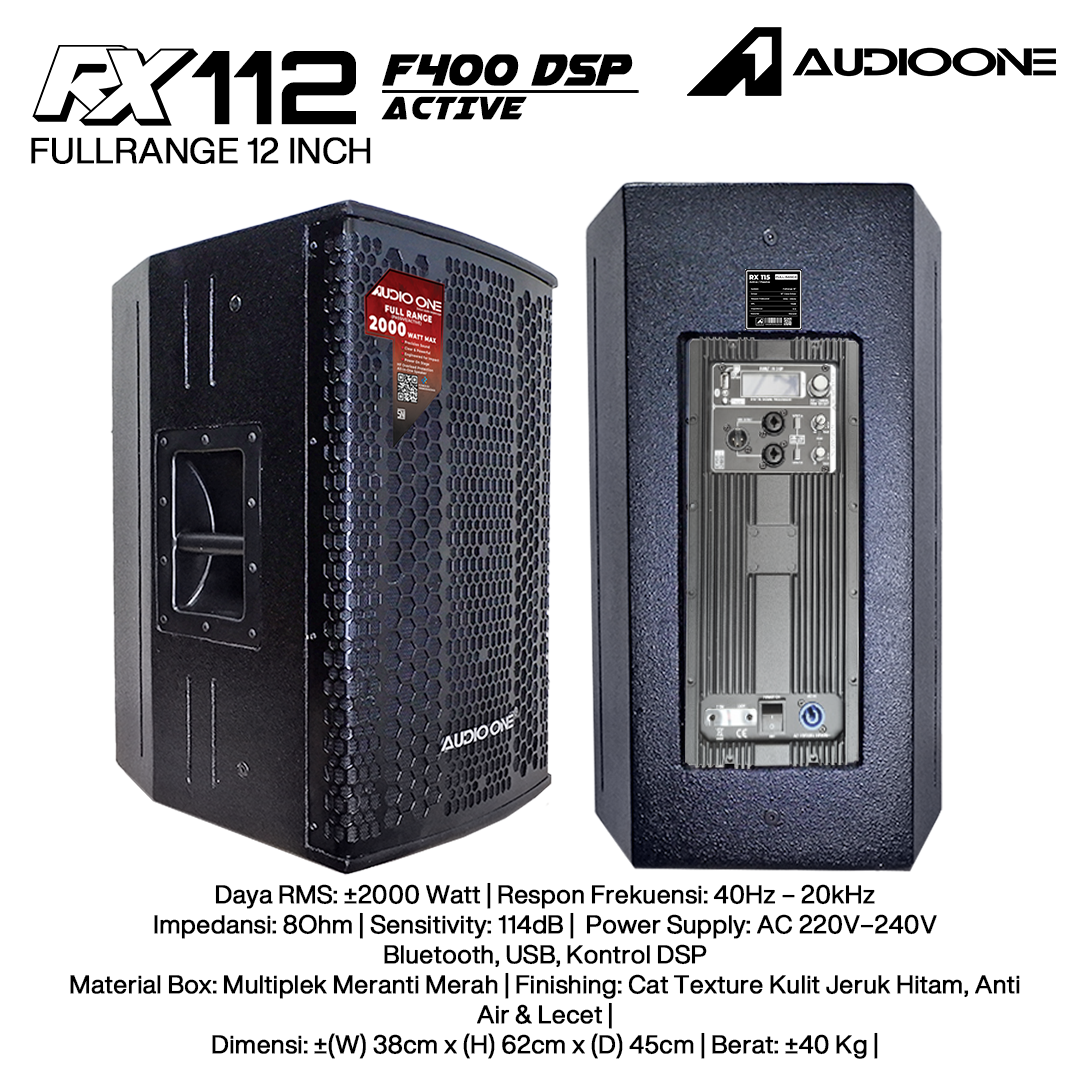Audio One Speaker RX 12Inch Aktif 2000W DSP F-400 RX 112A