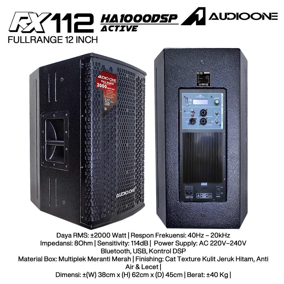Audio One Speaker RX 12Inch Aktif 2000W DSP HA-1000 RX 112A