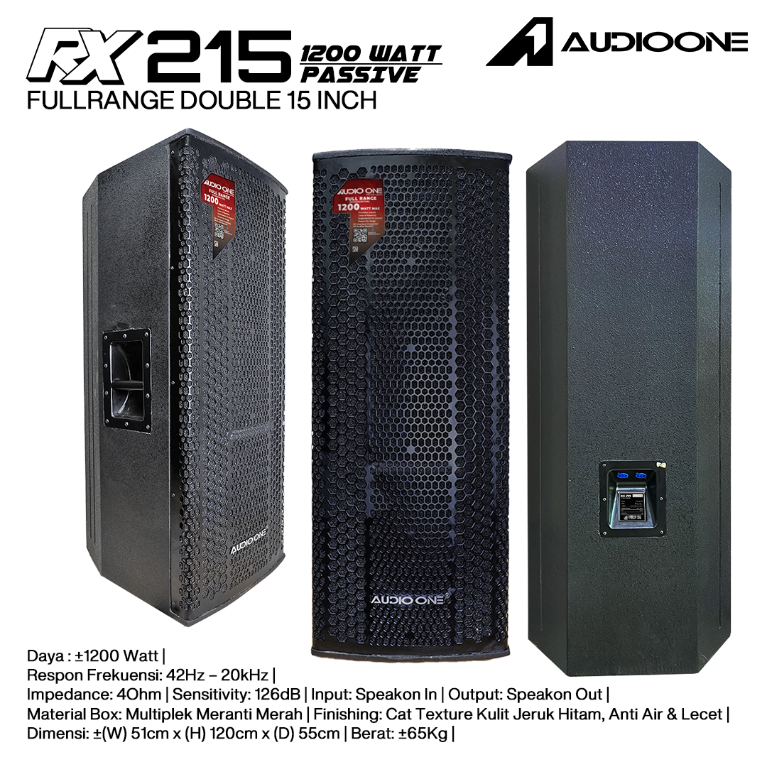 Audio One Speaker Double RX 2x15" Pasif 1200W RX 215P